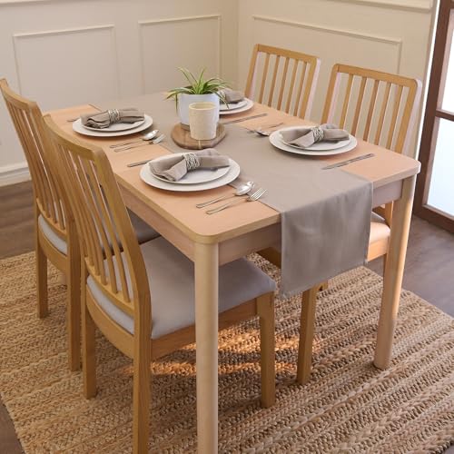 Encasa XO Table Runner, Cotton Canvas Dining Runner 13"x72" - color: Beige, size: 13x72 in