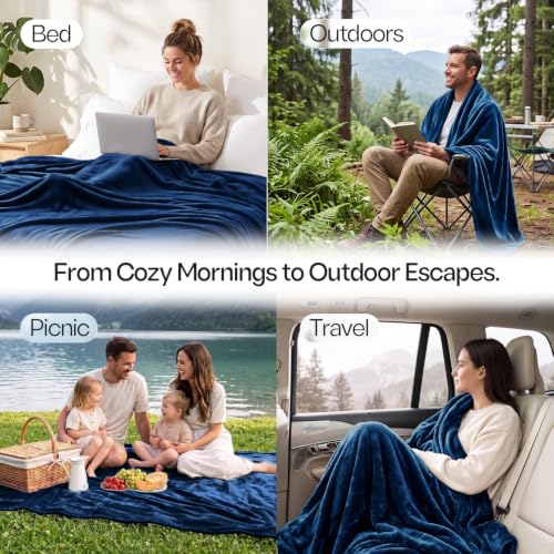 Soft Fleece Blanket for Bed Twin Size Navy (60x80 Inch) - color: Navy, size: Twin (60x80 Inch)