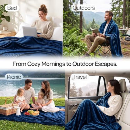Soft Fleece Blanket for Bed Twin Size Navy (60x80 Inch) - color: Navy, size: Twin (60x80 Inch)