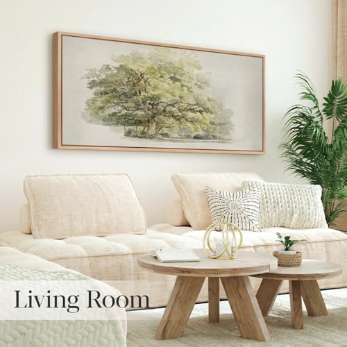 Large Wood Framed Wall Art, The World Tree Landscape Decor, 20x40 IN - color: Ancient Oak