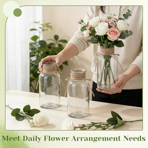 Mason Jar Glass Vases 6 Pack, Clear Flower Vase for Centerpieces - color: Transparent
