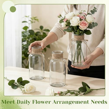 Mason Jar Glass Vases 6 Pack, Clear Flower Vase for Centerpieces - color: Transparent