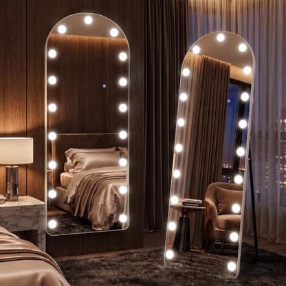 Arched Hollywood Full Length Mirror, 63"x20",Dimmable LED, 3 Color