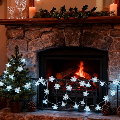 33ft 100 LED Plug in Cool White Cherry Blossom Flower String Lights Decor - color: White