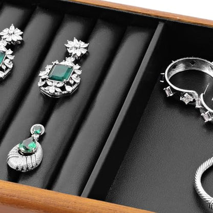 Oirlv Black Wood Jewelry Ring Display Tray - color: Black, size: 5 slot