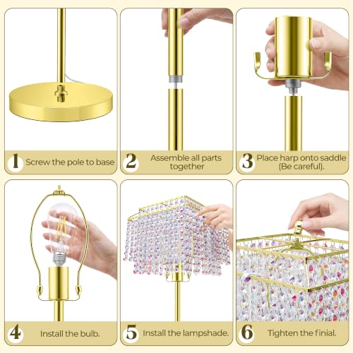 Luvkczc Multicolor Crystal Floor Lamp，64" Tall Elegant Standing Lamp - color: Gold+colorful