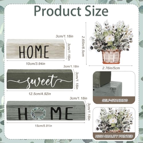 Cinnvoice 4 Pcs Farmhouse Wooden Tabletop Decor Green Eucalyptus Leaves - style: Eucalyptus Leaves