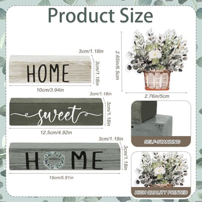 Cinnvoice 4 Pcs Farmhouse Wooden Tabletop Decor Green Eucalyptus Leaves - style: Eucalyptus Leaves