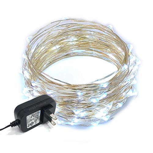 100 LEDs Cold White Color String Lights on Silver Wire for Indoor and Outdoor 32 Feet Firefly Starry Fairy Lights for DIY, Christmas, Holidays, Party, Bedroom and Centerpieces - color: Cold White