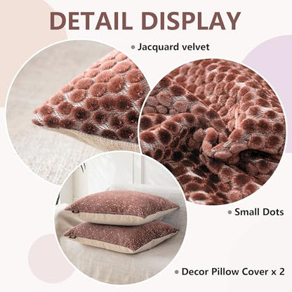FIFU Lumbar Pillow Covers 14x20 Inch Set of 2, Jacquard Velvet, Dusty Rose - color: Dusty Rose Pink, size: 20" x 14" (Pack of 2)