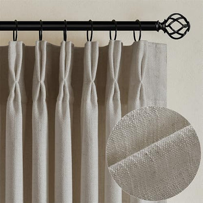 Flax Linen Curtains Pinch Pleated 84 Inch Length 2 Panels Burlywood Birch - color: Burlywood Birch, size: 40"W x 84"L (Pack of 2)