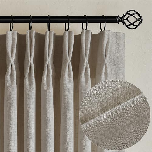 Flax Linen Curtains Pinch Pleated 84 Inch Length 2 Panels Burlywood Birch - color: Burlywood Birch, size: 40"W x 84"L (Pack of 2)