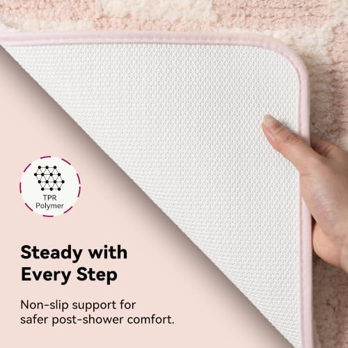 GRANNY SAYS Checkered Pink U Shaped Toilet Mat, 20" x 24",Cute Toilet Rug - color: Pink, size: 1'8" x 2' (20" x 24")