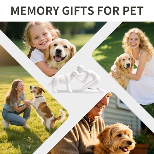 Cute Dog Sculpture Dad Gift Abstract Figurine Home Shelf Decor - color: White