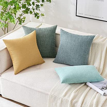 MIULEE Linen Textured Christmas Pillow Covers 16x16 Inch Sage Green - color: Sage Green, size: 16" x 16" (Pack of 2)