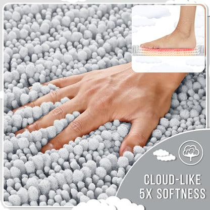 Yimobra Bathroom Rugs Sets 2 Piece, Super Absorbent Bath Mat Set, Silver - color: Silver, size: 32''x20''+24''x17''