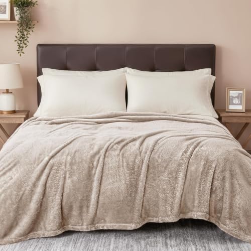Exclusivo Mezcla Fuzzy Plush Fleece Bed Blanket Twin XL Size, Camel - color: Camel, size: 90x66 IN