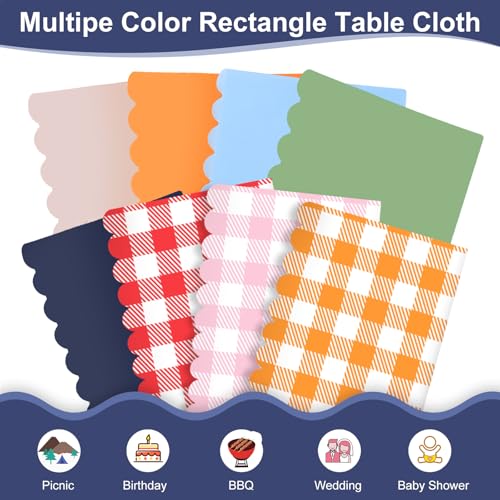 NatNarr 6 Pcs Navy Blue Plastic Tablecloths, Scalloped Blue Table Cloth - color: Navy Blue, size: 6 Pack