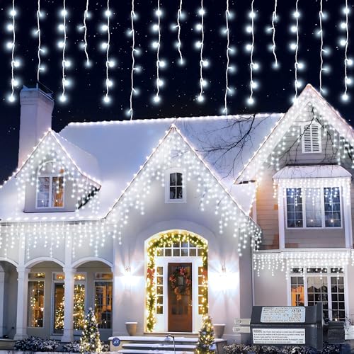 300 LED Christmas Icicle Lights,33FT White String Lights - color: White