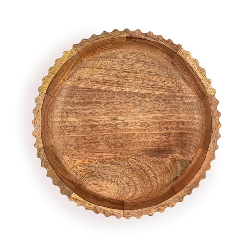 Kimona Fruit Bowls Wood Fruit Bowl or Decorative Bowl for Table Décor for Kitchen Counter or Farmhouse Christmas Centerpiece (10" X 10" X 2.5")