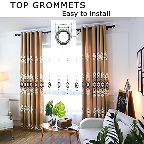 VOGOL Simple Chenille Curtains, Jacquard Blackout Window Elegance Drapes/Panels/Treatments for Bedroom Living Room, 42x63, Top Grommets, 2 Panels - color: Coffee-curtain, size: 42"W x 63"L (Pack of 2)