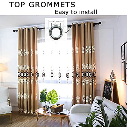 VOGOL Simple Chenille Curtains, Jacquard Blackout Window Elegance Drapes/Panels/Treatments for Bedroom Living Room, 42x63, Top Grommets, 2 Panels - color: Coffee-curtain, size: 42"W x 63"L (Pack of 2)