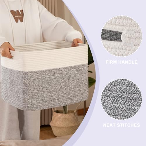 OIAHOMY 2 PACK Tall Storage baskets 42L Blanket Basket Living Room Grey - color: Grey, size: 16.5" x 13" x 12"