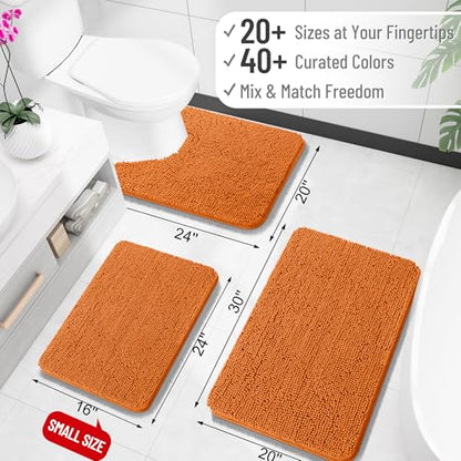 OLANLY Toilet Rugs U-Shaped 20x20, Soft Absorbent Chenille Contour Rugs - color: Clay, size: 20" X 20" Contour Rug