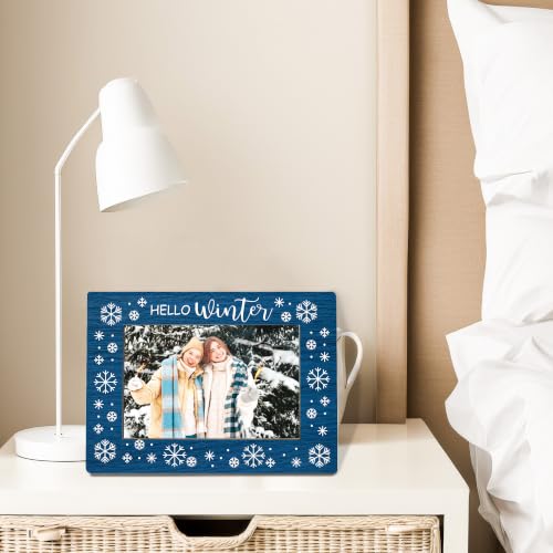 Blue Snowflake Picture Frame, Hello Winter Photo Frame 4x6 - color: blue snowflake