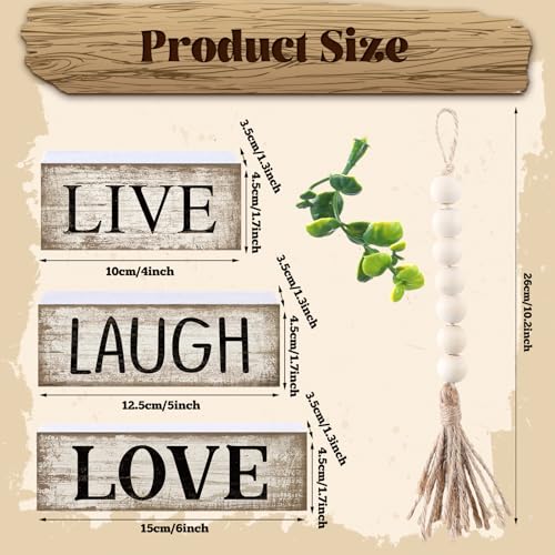 Yuntau 5 Pcs Rustic Farmhouse Table Decor Stacked Wooden Block Sign - style: Love