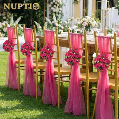 NUPTIO Flower Ball for Table Centerpieces: Hot Pink Artificial Rose - color: Hot Pink, size: 2 Pcs