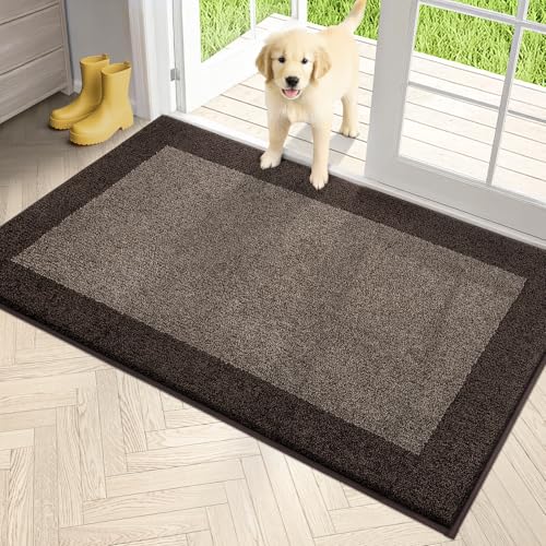 PURRUGS Dirt Trapping Indoor Door Mat, 34" x 60", Grayish Brown & Coffee - color: Grayish Brown & Coffee, size: 34" X 60"