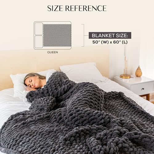 SAMIAH LUXE Chunky Knit Throw Blanket 50x60 in, 6 lb Graphite Gray - color: Graphite, size: 50x60in