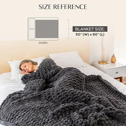 SAMIAH LUXE Chunky Knit Throw Blanket 50x60 in, 6 lb Graphite Gray - color: Graphite, size: 50x60in