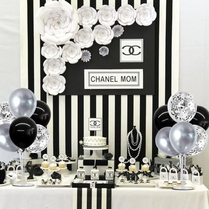 TONIFUL 4 Set Black and Silver Balloon Stand Balloon Centerpiece for Table - color: Black Silver