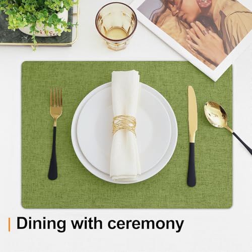 Homaxy Cloths Placemats for Dining Table Set of 4, 13" x 19", Grass Green - color: Grass Green, size: Placemats Set of 4