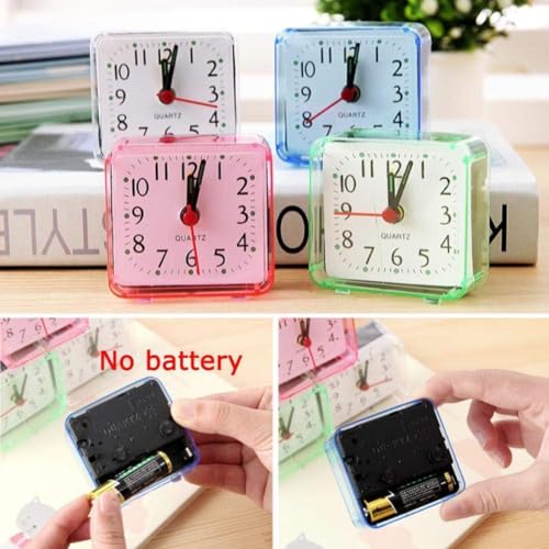 Transparent Mini Square Alarm Clock, Silent, Digital, for Desk, Table, Bedroom, Large Display for Elderly, Home Decor