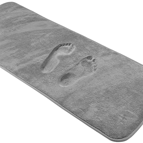 Long Bathroom Runner Rug Narrow Skinny Thin Bath Mat Non Slip Washable Grey - color: Grey, size: 16" x 47"