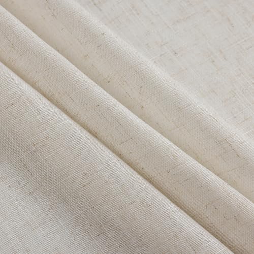 TERLYTEX Linen Ruffle Curtains for Living Room 58 x 72 Inch, 2 Panels - color: Natural Linen, size: 58"W x 72"L (Pack of 2)