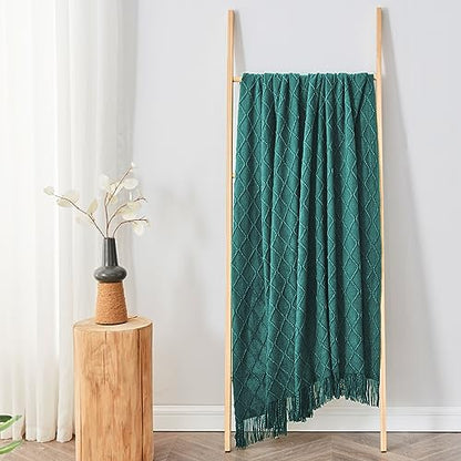 inhand Blue Knitted Throw Blanket for Couch and Bed, 50"x60" - color: Blue, size: 50"x60"