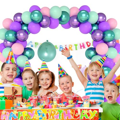 Patimate Mermaid Pink Green Purple Latex Party Balloons Set 50 pcs 12 inch - color: Mermaid