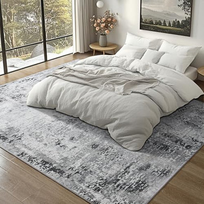 Kelarea Washable Area Rug 5x7, Non-Slip Low Pile Abstract Grey - color: Light Grey, size: 5' x 7' (Rectangular)