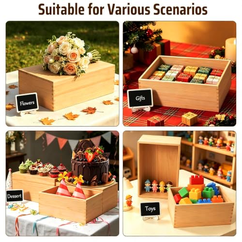 6 Pack Buffet Risers and Stands, Dessert Table Display Set with Mini Signs - color: Beige, size: 6 Pcs A