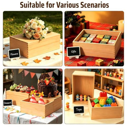 6 Pack Buffet Risers and Stands, Dessert Table Display Set with Mini Signs - color: Beige, size: 6 Pcs A