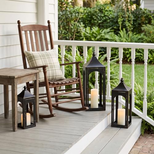 NEEDOMO Lanterns Decorative Indoor&Outdoor, Set of 3 Outdoor Lanterns for Porch, 26" Metal Frame Candle Holders with LED Candles, Fall, Christmas