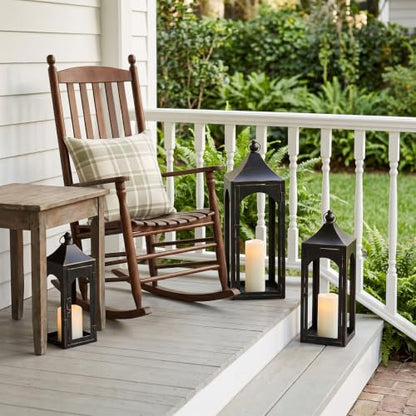 NEEDOMO Lanterns Decorative Indoor&Outdoor, Set of 3 Outdoor Lanterns for Porch, 26" Metal Frame Candle Holders with LED Candles, Fall, Christmas