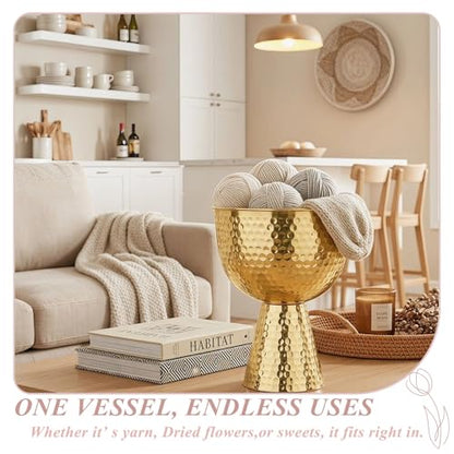 Gold Urn Vases for Centerpieces 2 Pcs, 10.6" Tall Large Metal Compote Bowl - color: French Gold, size: 10.6in-2Pcs