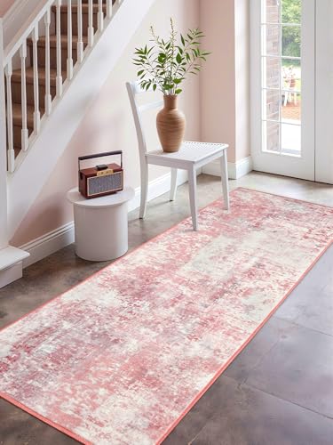 Macgace Washable Abstract Area Rug for Kitchen, 2x6 Pink Runner Rugs - color: Blush Pink, size: 2' x 6' (Rectangular)