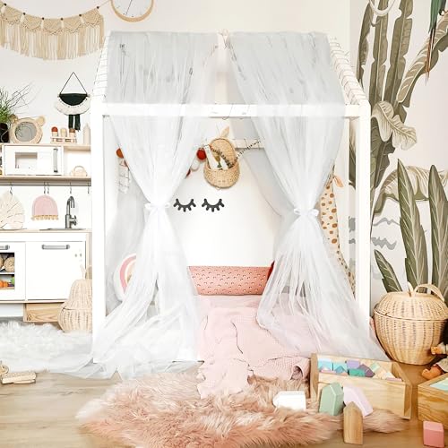 NICETOWN Off White Kids Bed Canopy for Nursery - Decorative Soft Voile Sheer Window Scarf DIY Ascot Top Bed Scarf for Princess/Baby, W114 x L160, 1 Panel - color: Ivory, size: 114"W x 160"L (Pack of 1)