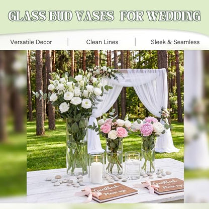 Glass Cylinder Hurricane Tall Clear Vase Flower Vases for Centerpieces,30pc